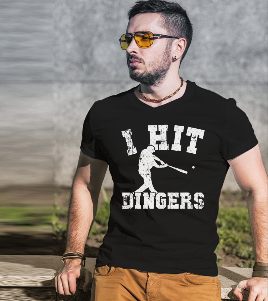 I Hit Dingers Baseball Batting T-Shirt