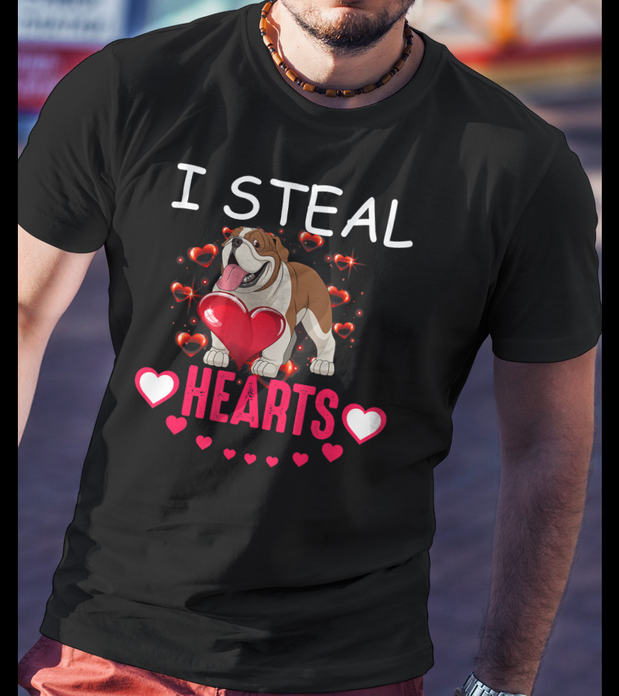 I Steal Hearts Bulldog Hearts T-Shirt