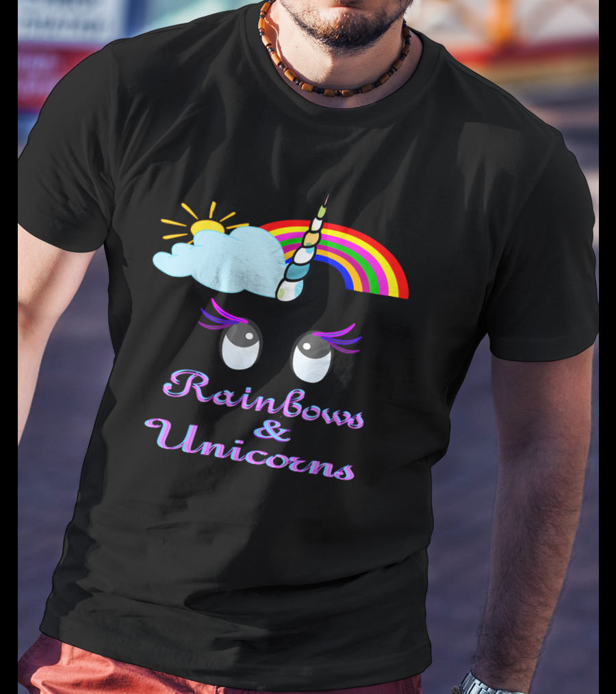 Rainbows And Unicorns Clouds And Sun Dreamy Eyes T-Shirt