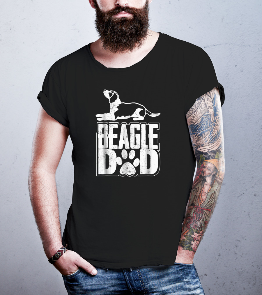 I'm A Beagle Dad Funny Dog Beagle Dad Paw Prints T-Shirt