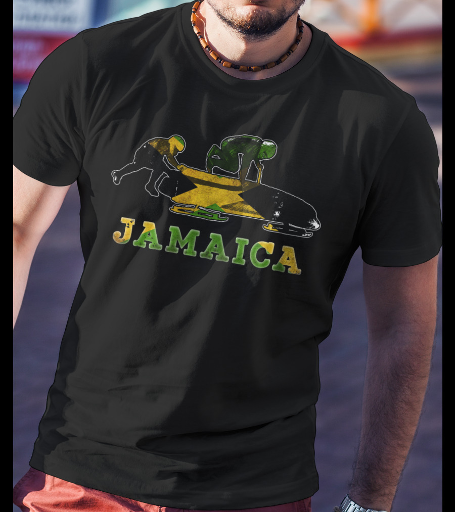 Jamaica Bobsled Team National Flag Motif T-Shirt