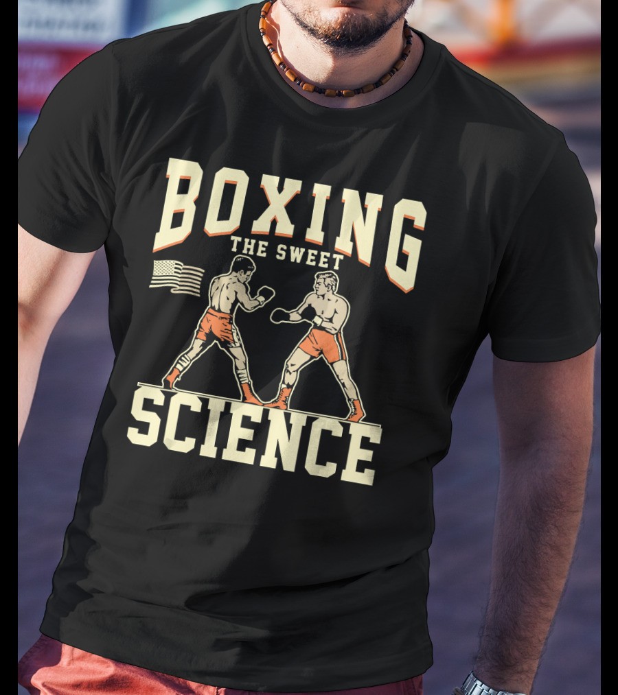 Boxing The Sweet Science Boxer American Flag T-Shirt