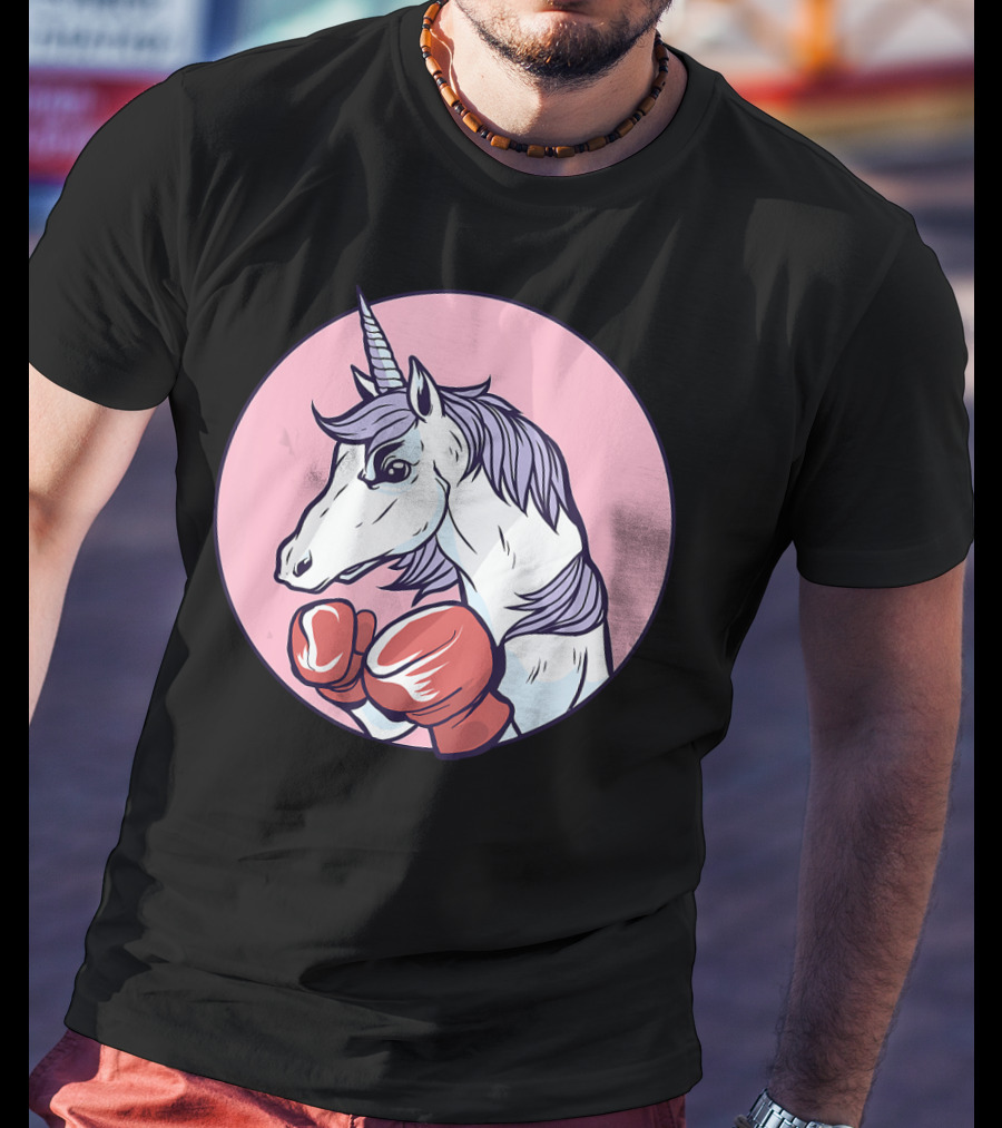 Unicorn Boxing Punchin' Power With Gloves T-Shirt