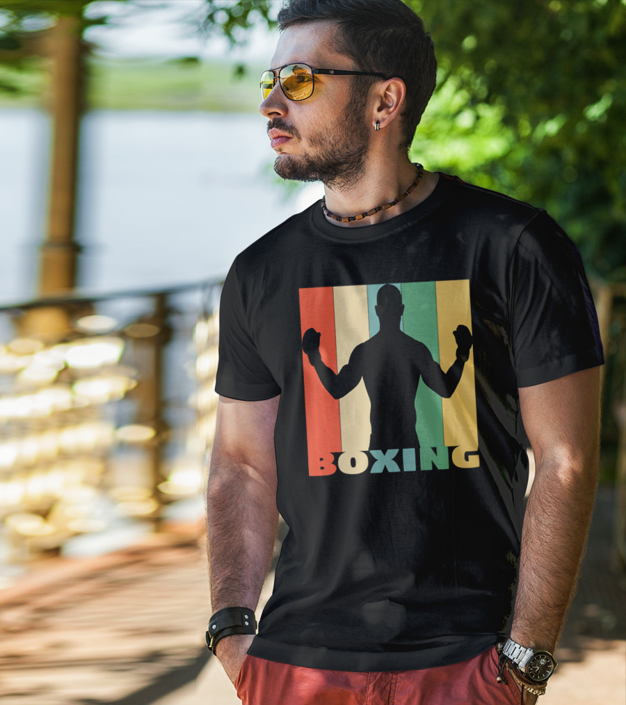 Boxing Vintage Style Silhouette On T-Shirt