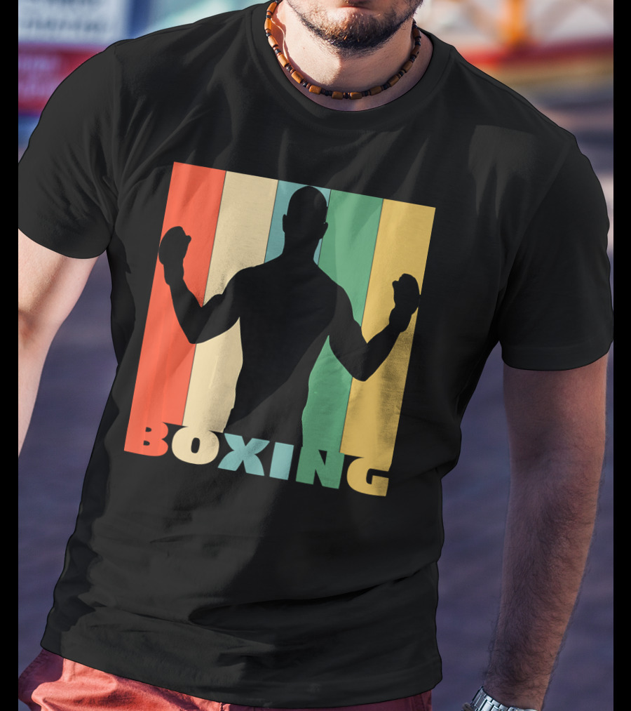 Boxing Vintage Style Silhouette On T-Shirt