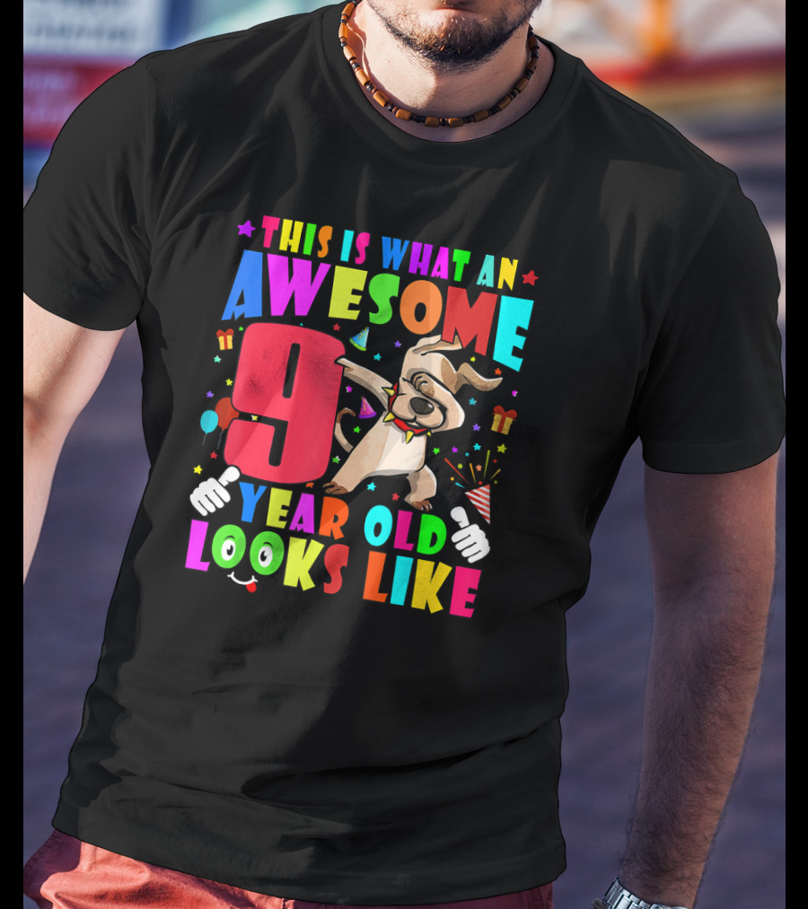 This Is What An Awesome 9 Year Old Looks Like Dabbing Dog 2011 Birthday T-Shirt