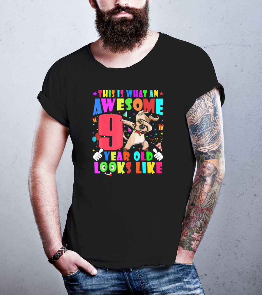 This Is What An Awesome 9 Year Old Looks Like Dabbing Dog 2011 Birthday T-Shirt