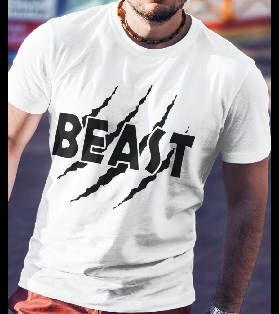 C523 BEAST Gym Workout Fitness MMA Scratch Marks T-Shirt