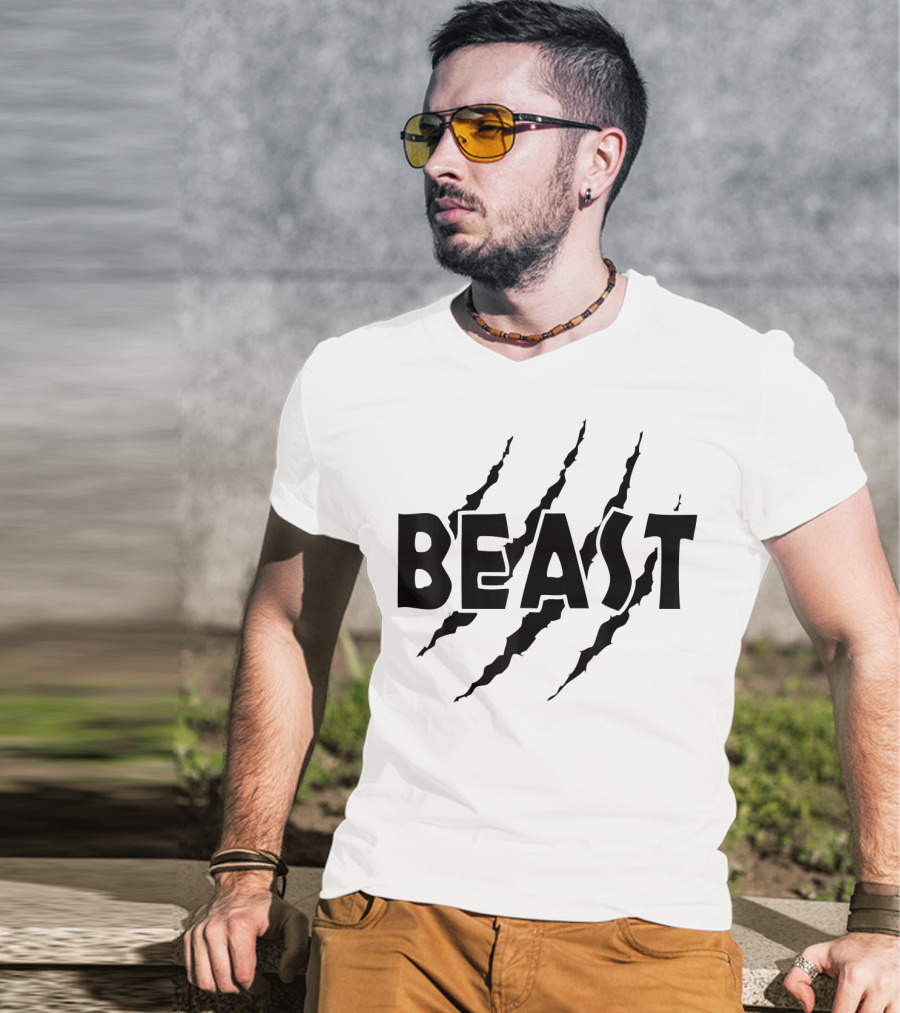 C523 BEAST Gym Workout Fitness MMA Scratch Marks T-Shirt