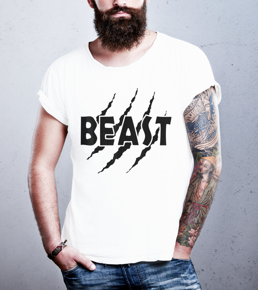 C523 BEAST Gym Workout Fitness MMA Scratch Marks T-Shirt