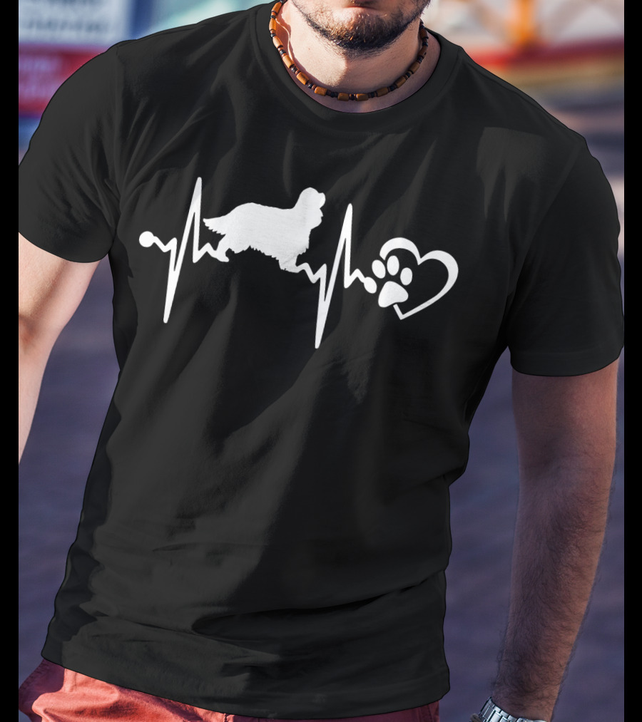Cavalier King Charles Spaniel Heartbeat Paw Love T-Shirt