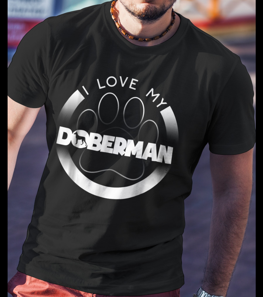 I Love My Doberman Paw Circle T-Shirt