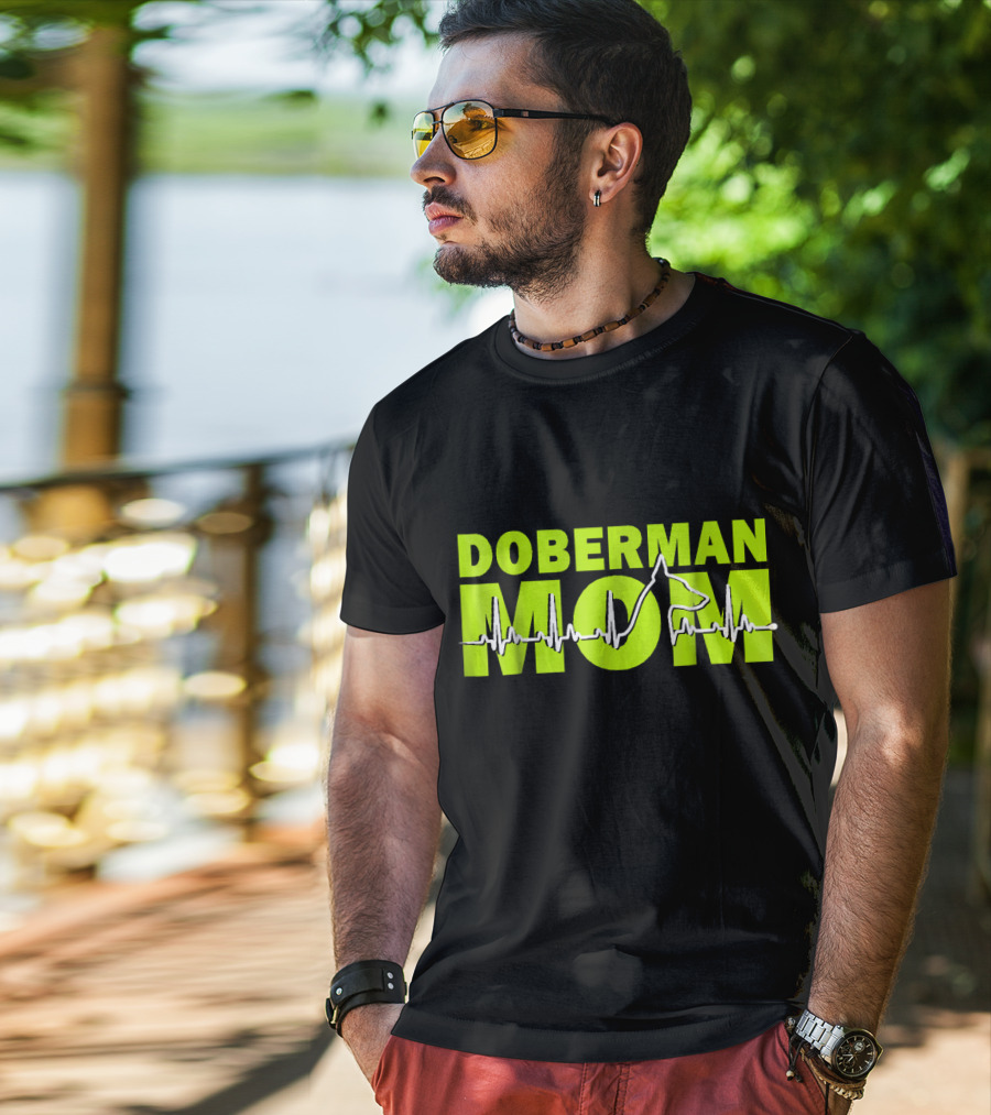 DOBERMAN MOM Heartbeat Dog T-Shirt