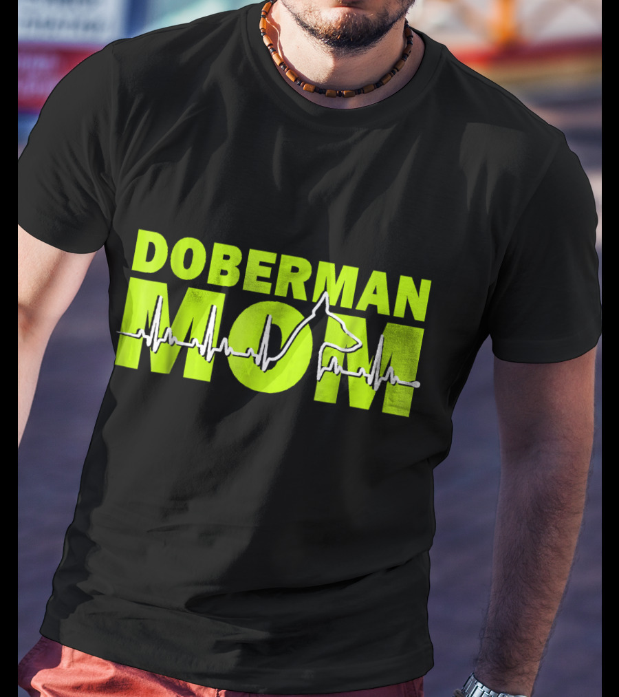 DOBERMAN MOM Heartbeat Dog T-Shirt