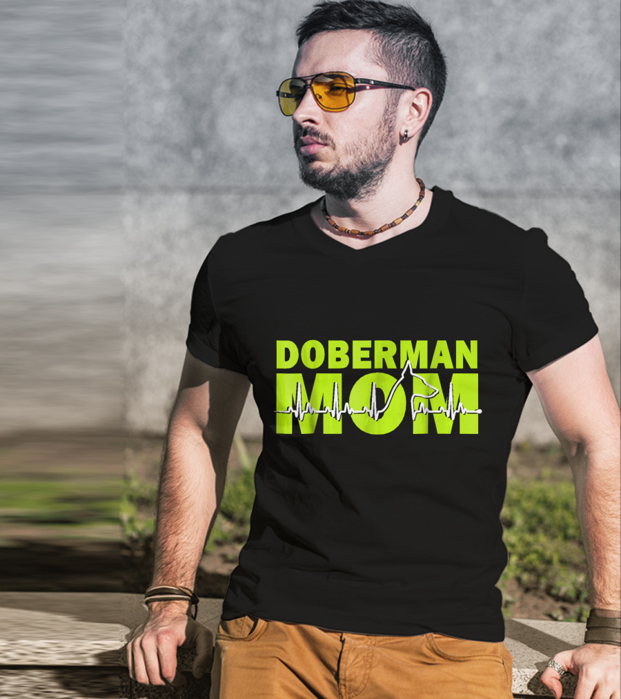 DOBERMAN MOM Heartbeat Dog T-Shirt