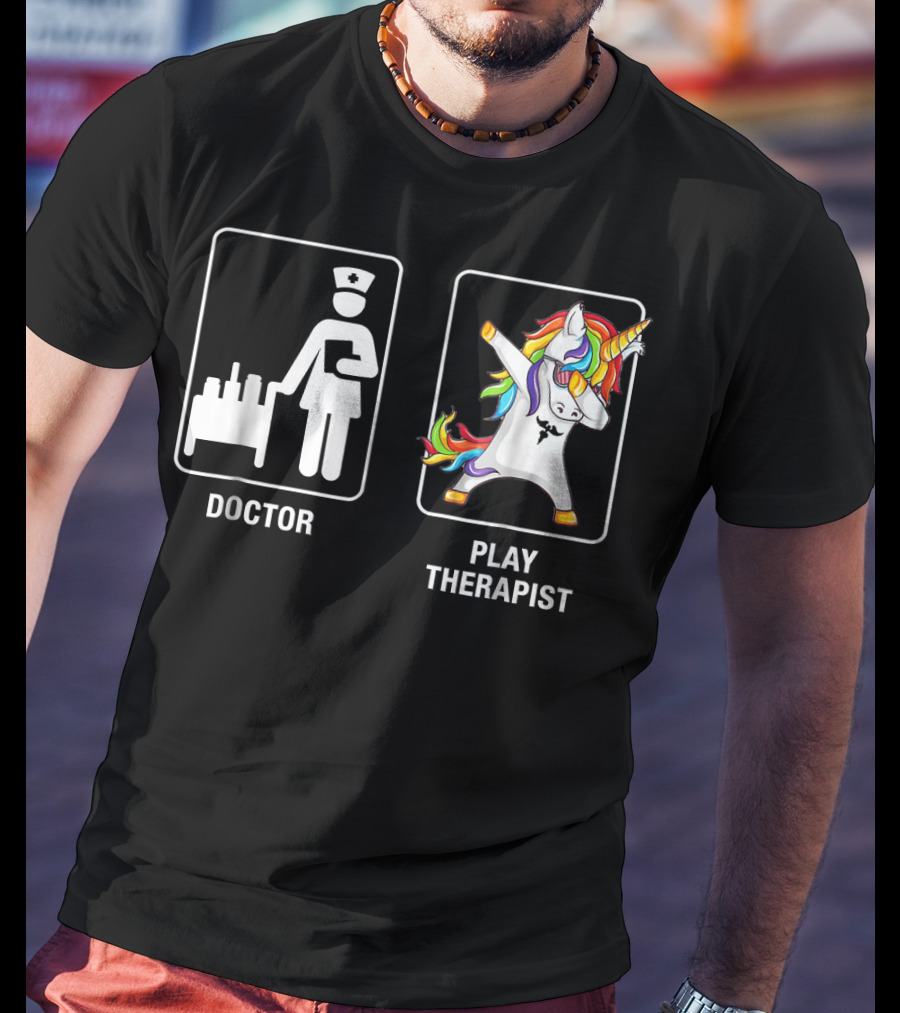 Doctor Play Therapist Unicorn Dabbing T-Shirt