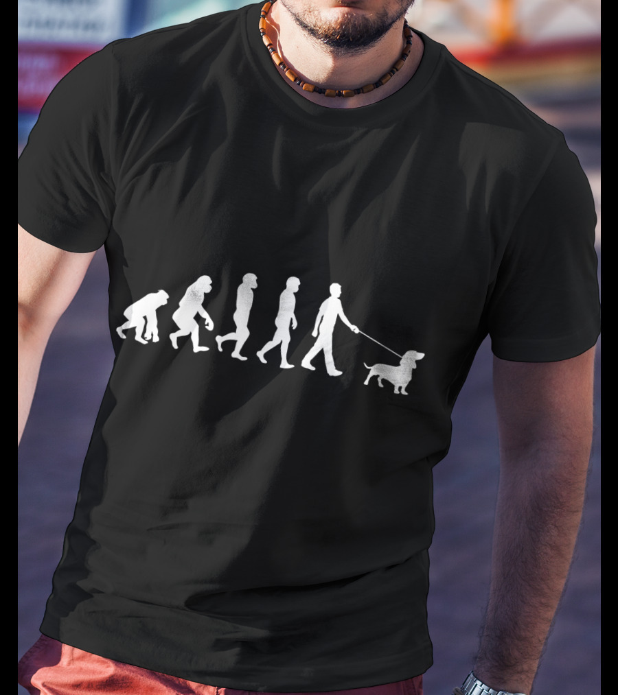 Dog Owner Idea Dog Breed Evolution Dachshund Walking Progression T-Shirt