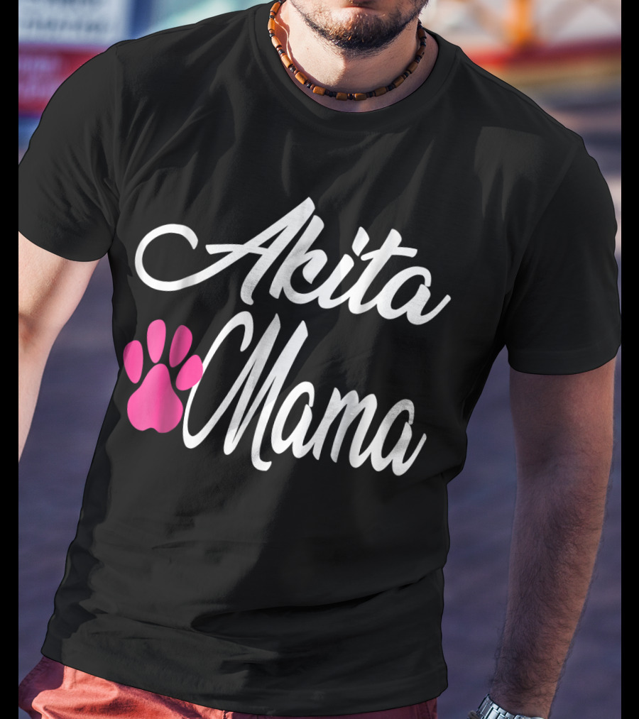 Akita Mama Paw Print Love T-Shirt