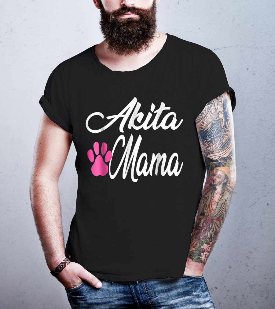 Akita Mama Paw Print Love T-Shirt