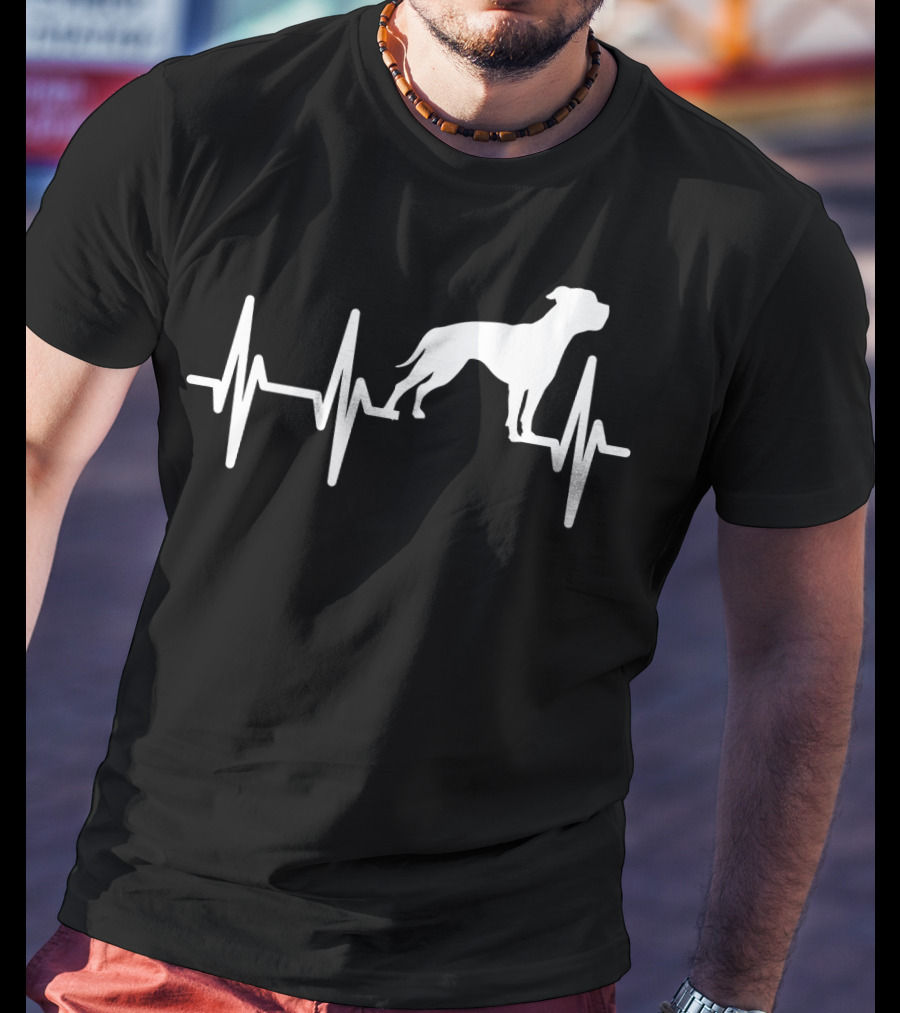 American Bulldog Heartbeat Line Dog T-Shirt