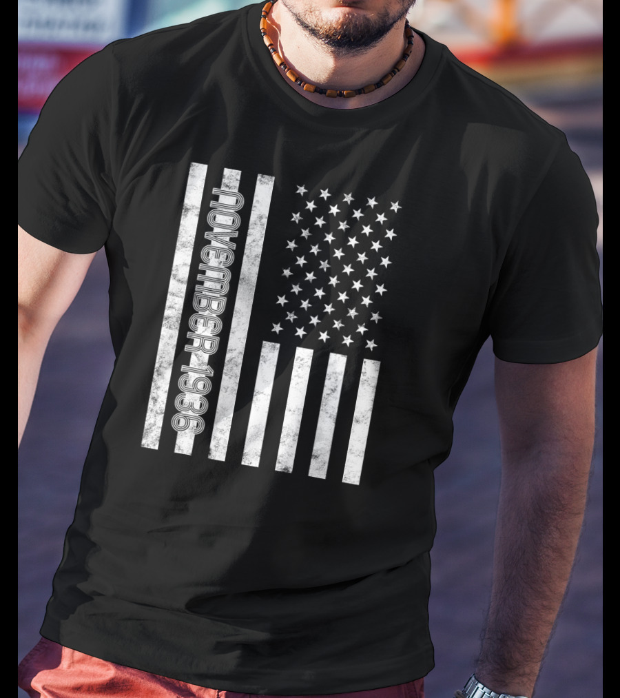 November 1936 American Flag Birthday T-Shirt