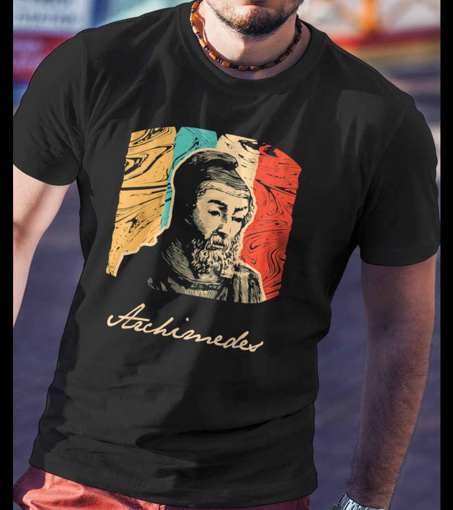 Archimedes Portrait With Colorful Abstract Background T-Shirt