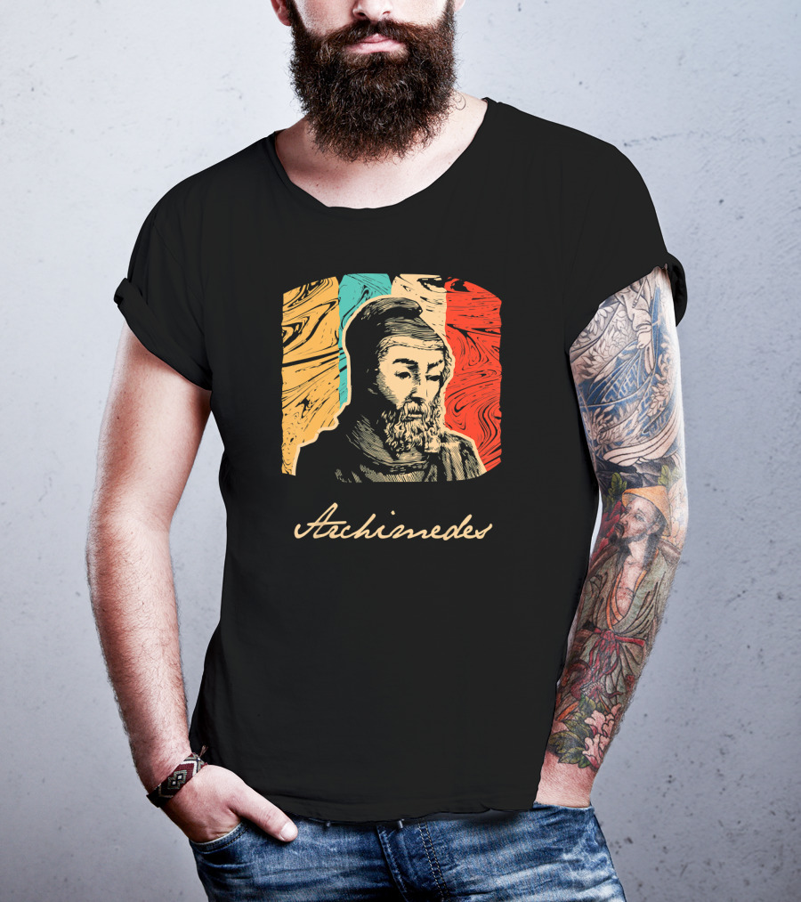 Archimedes Portrait With Colorful Abstract Background T-Shirt