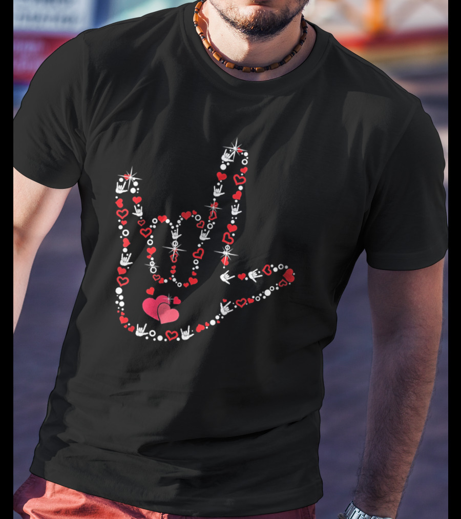 ASL Love Heart Hand Sign Deaf Pride Valentine's Day T-Shirt