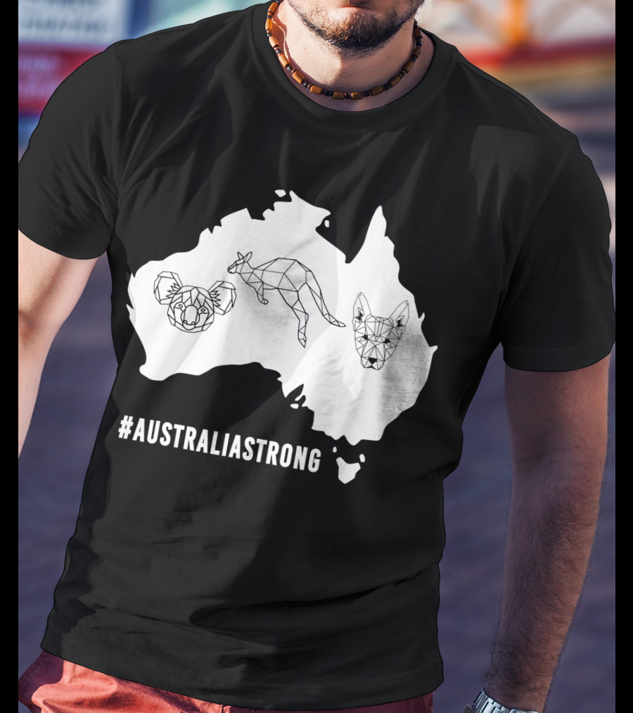 AustraliaStrong Koala Kangaroo Dingo Geometric Map T-Shirt