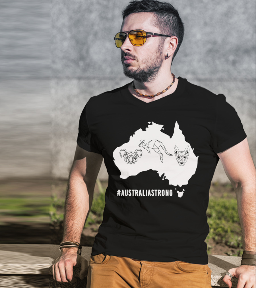 AustraliaStrong Koala Kangaroo Dingo Geometric Map T-Shirt
