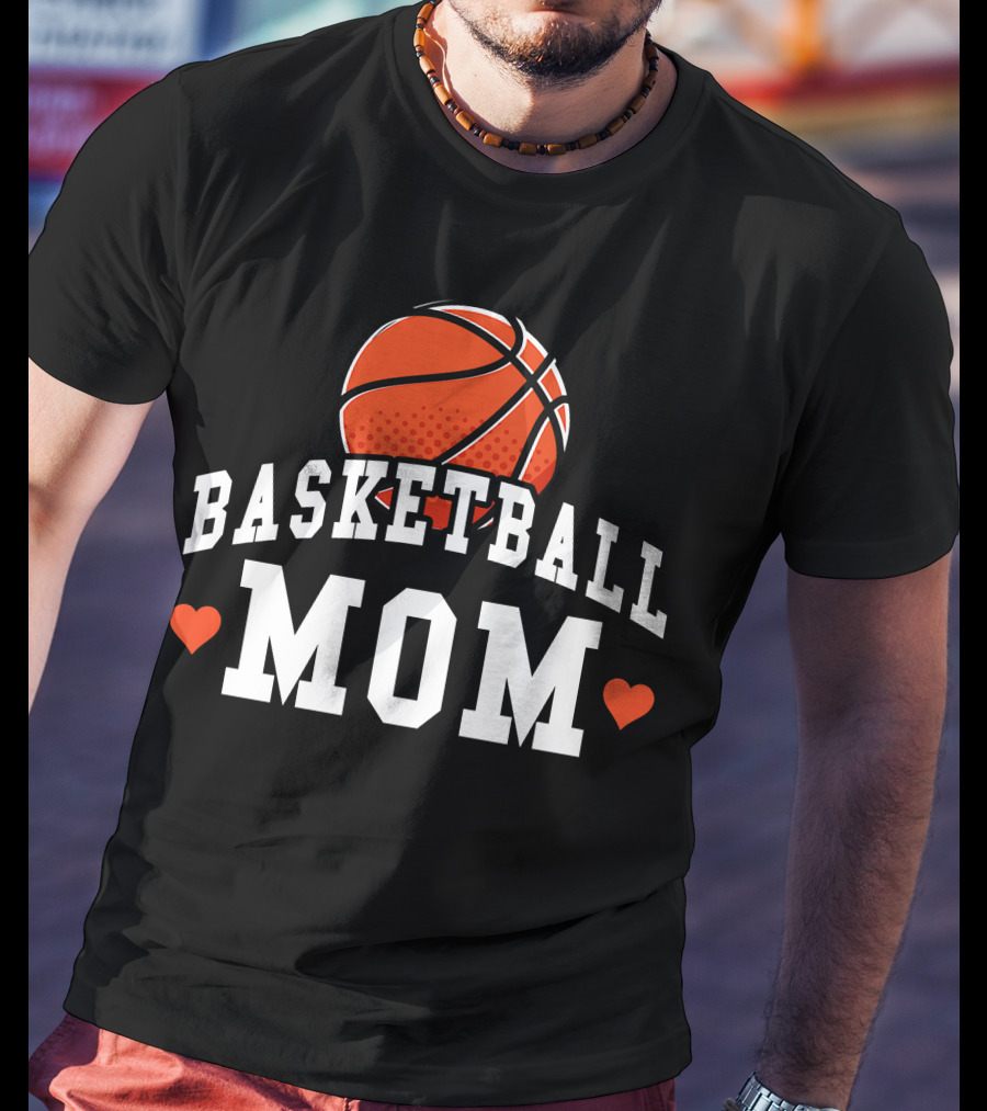 Basketball Mom Women's Shirt With Hearts And Basketball T-Shirt