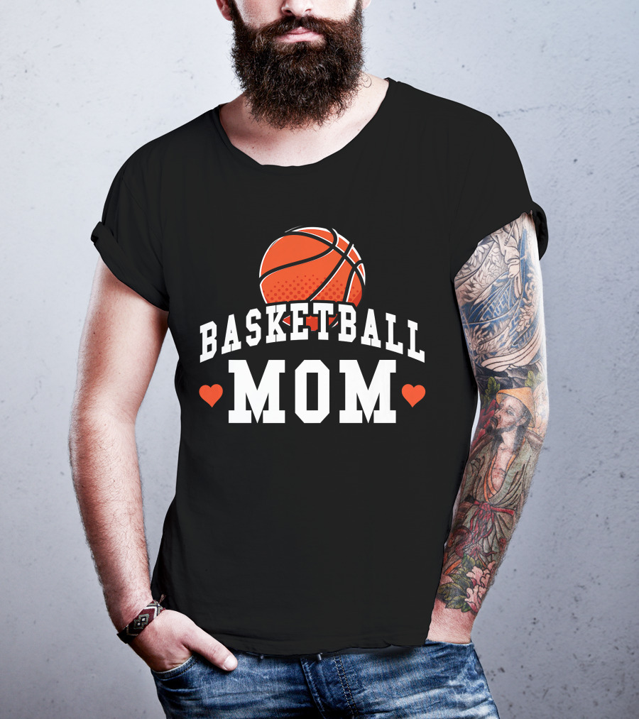 Basketball Mom Women's Shirt With Hearts And Basketball T-Shirt