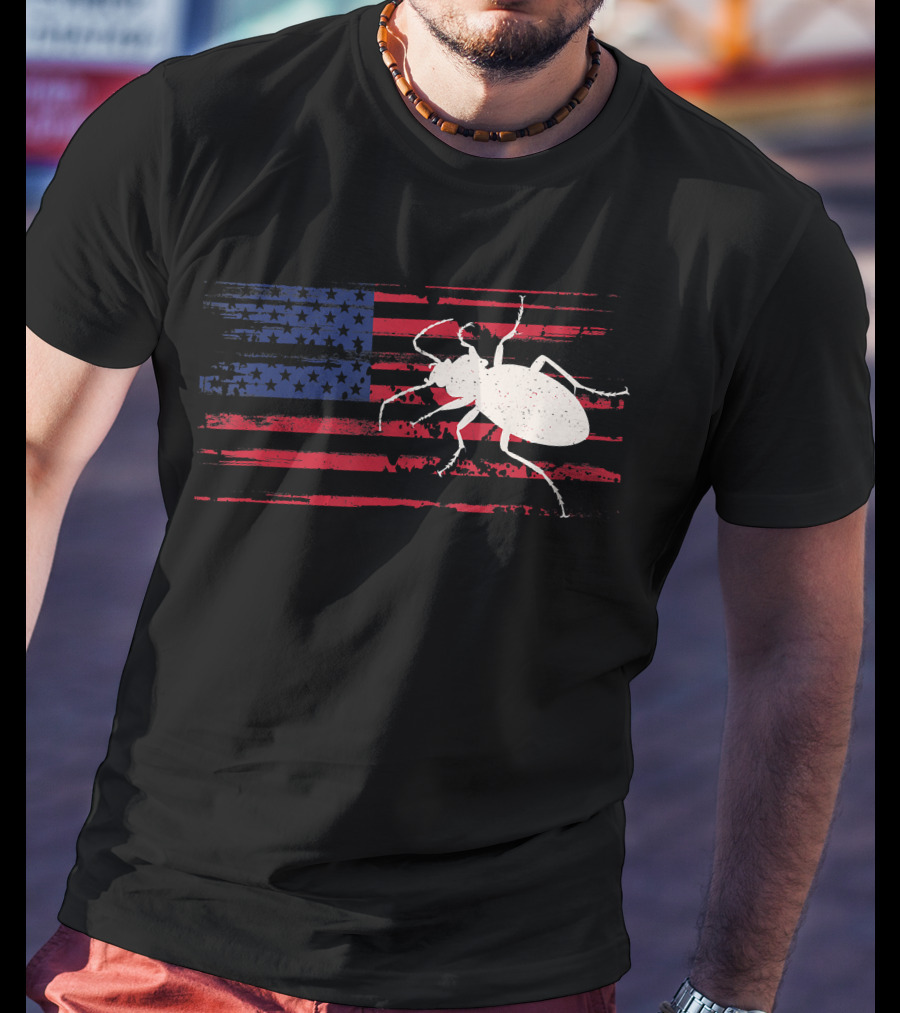 Beetle American Flag Ladybug USA T-Shirt
