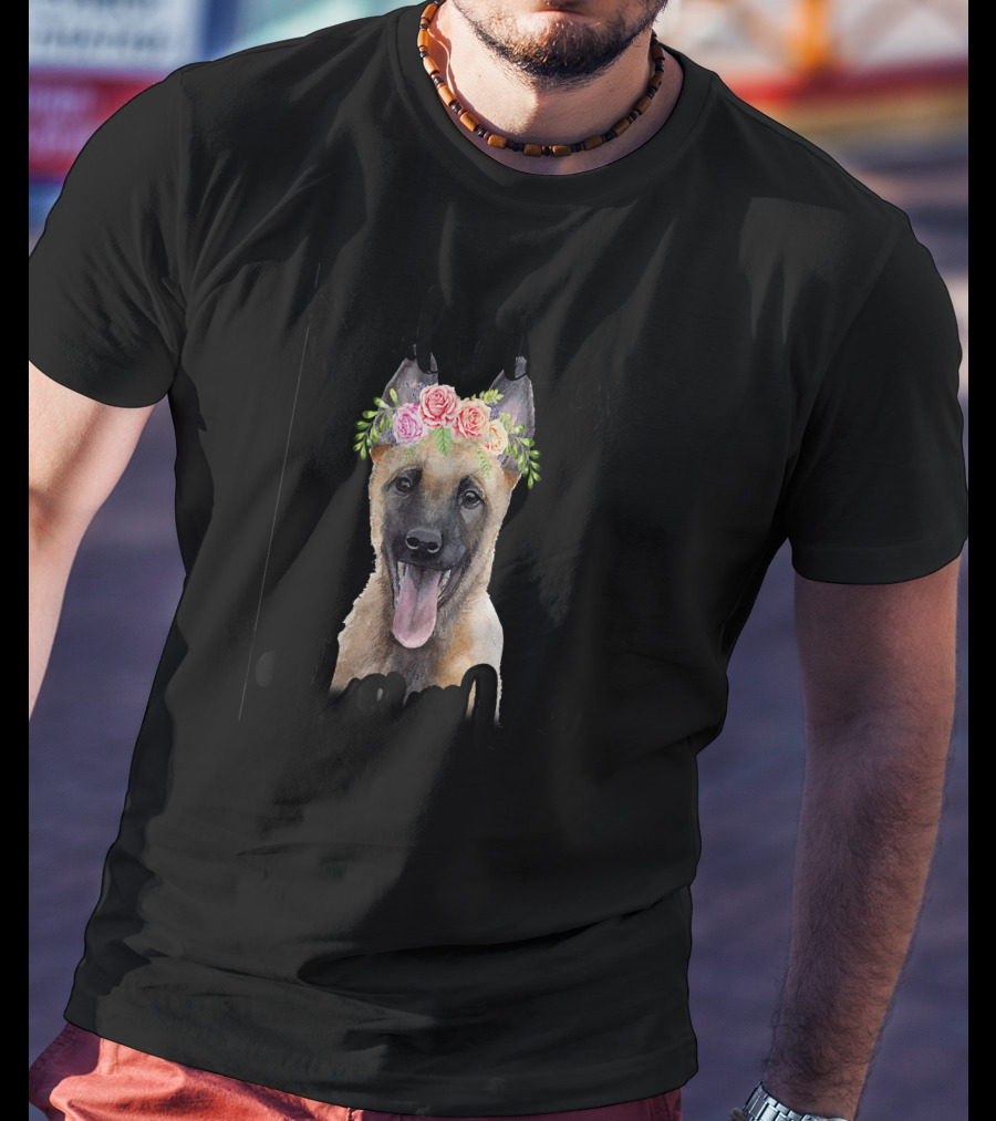 Malinois Mama Floral Crown Belgian T-Shirt