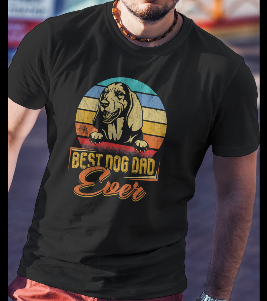 Best Dog Dad Ever Basset Hound Retro T-Shirt