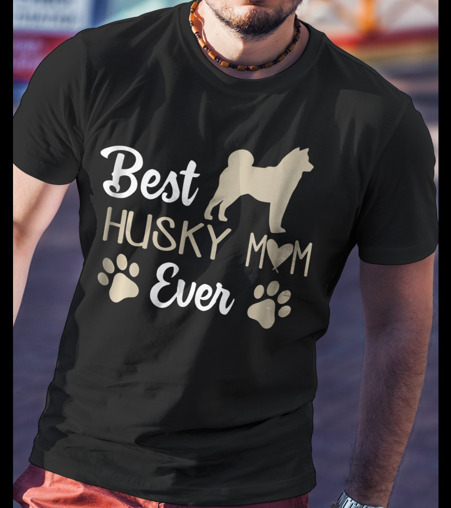 Best Husky Mom Ever Paw Prints Siberian T-Shirt