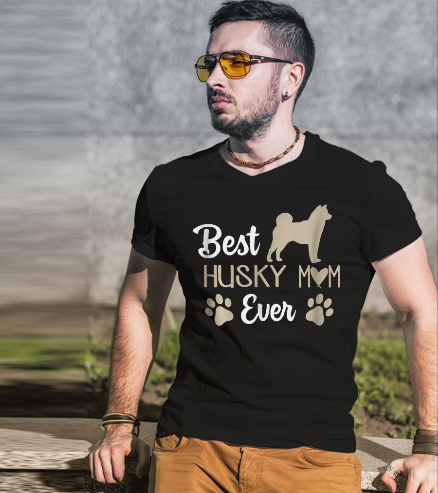 Best Husky Mom Ever Paw Prints Siberian T-Shirt