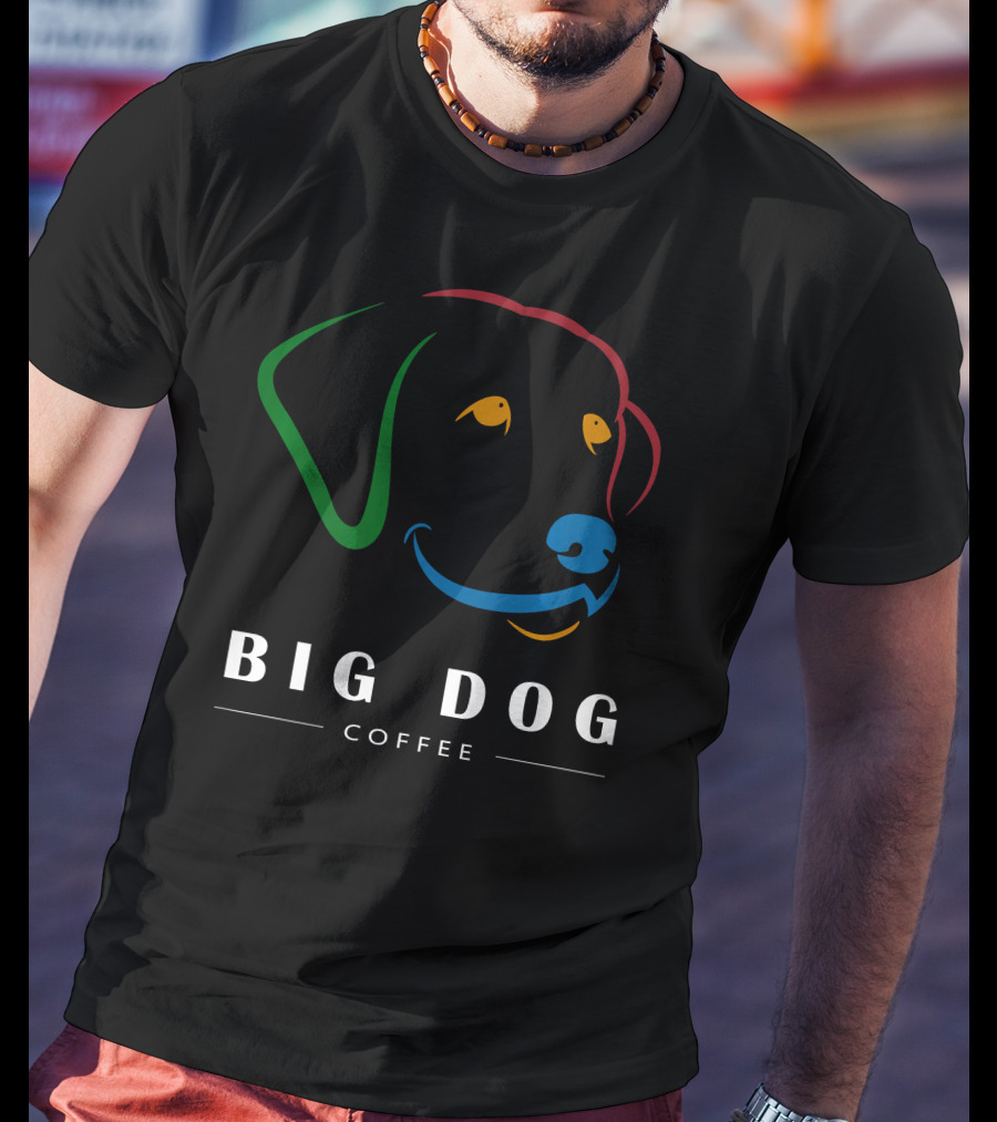 BIG DOG COFFEE Colorful Dog Outline T-Shirt