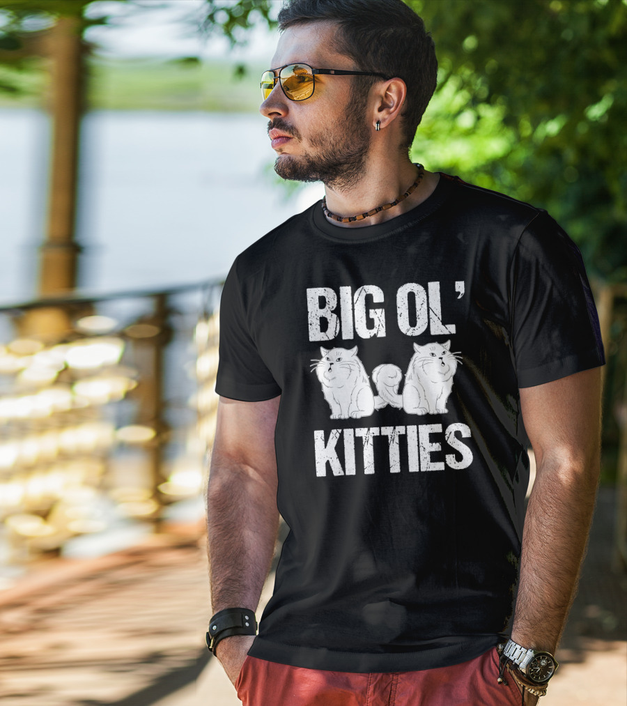 Big Ol Kitties Funny Cat Lover White Furry Cats T-Shirt