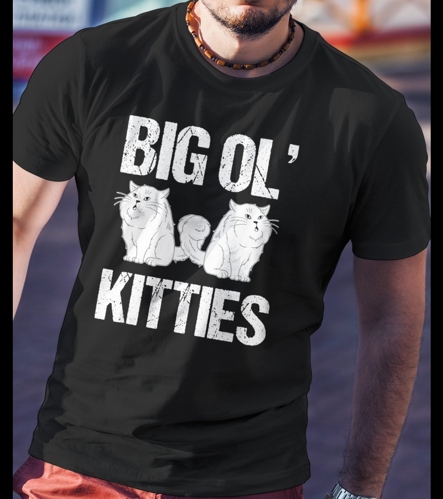 Big Ol Kitties Funny Cat Lover White Furry Cats T-Shirt