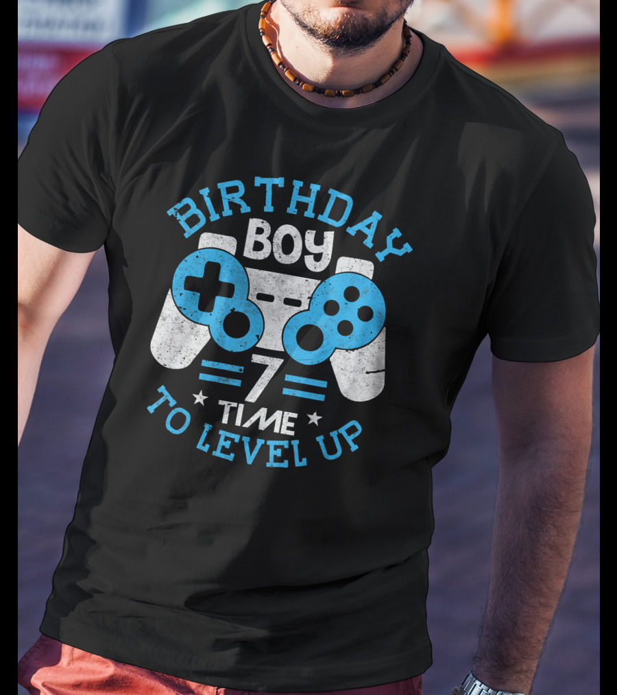 Birthday Boy 7 Time To Level Up Video Game Controller T-Shirt