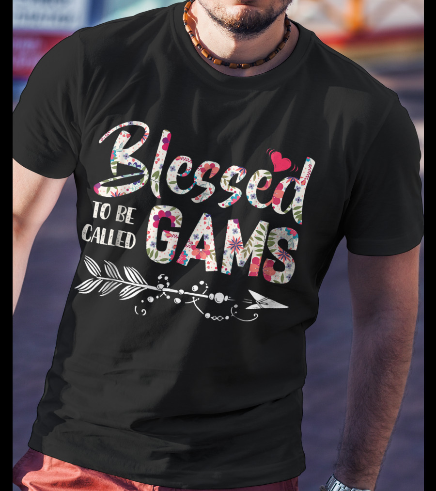 Blessed To Be Called Gams Floral Heart Arrow T-Shirt