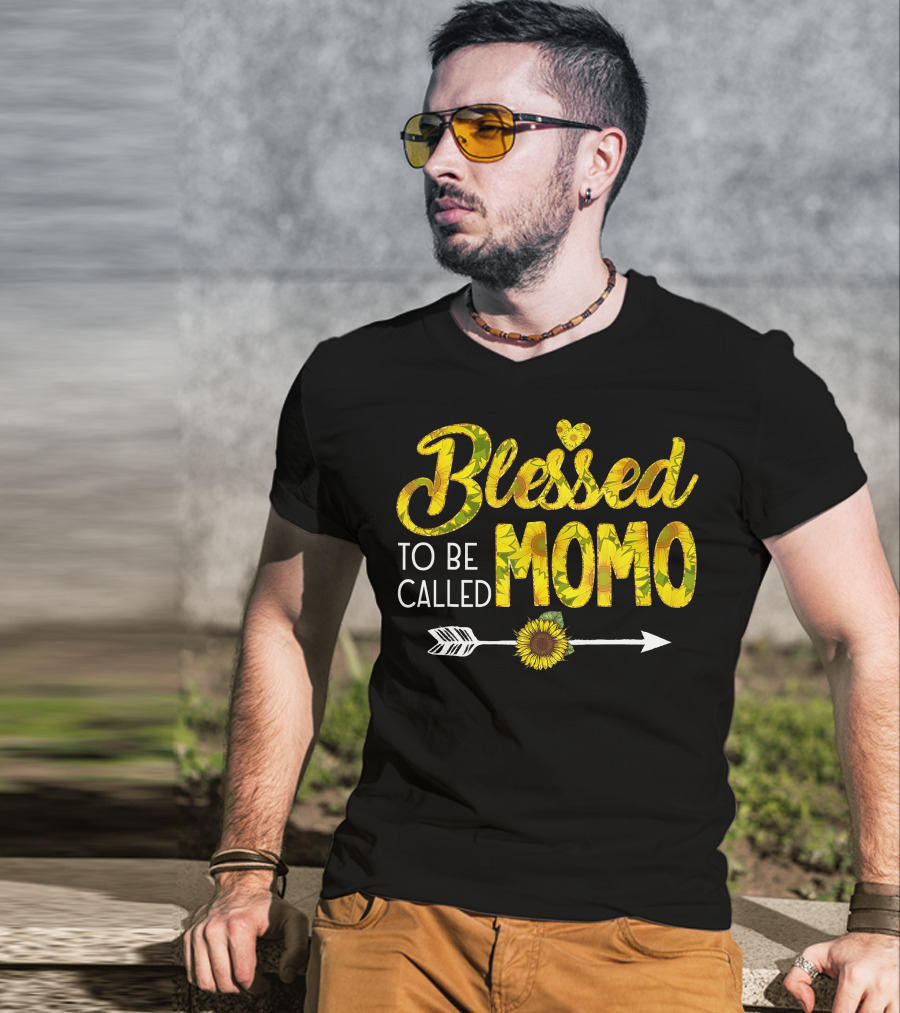 Blessed To Be Called Momo Sunflower Arrow T-Shirt