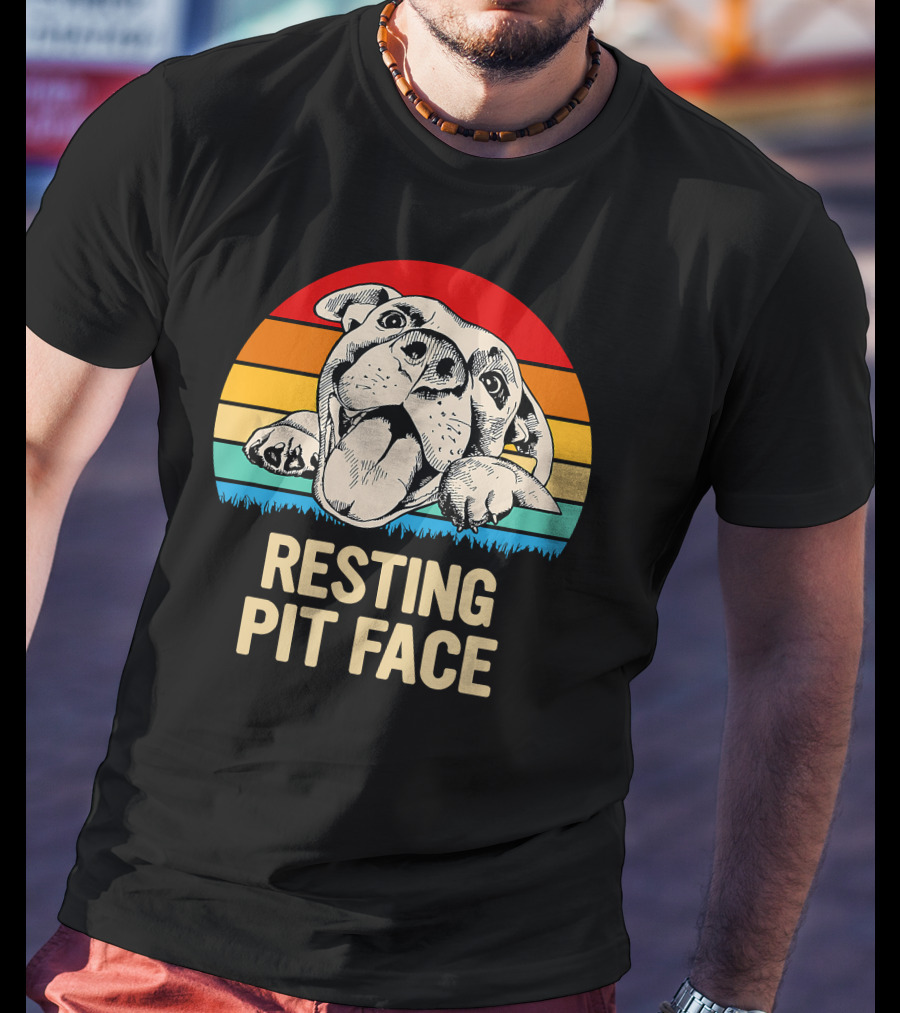 Resting Pit Face Bombshell Bullies Pit Bull Rescue Retro T-Shirt