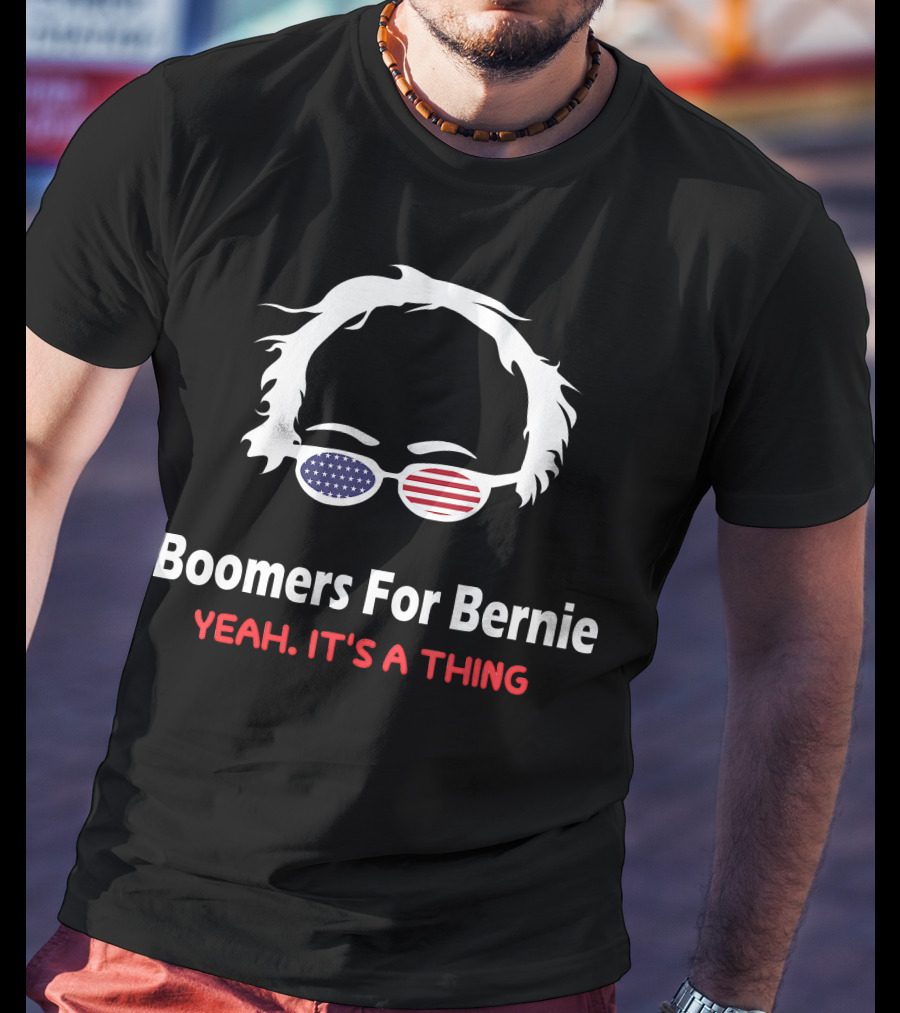 Boomers For Bernie Yeah It's A Thing American Flag Sunglasses T-Shirt