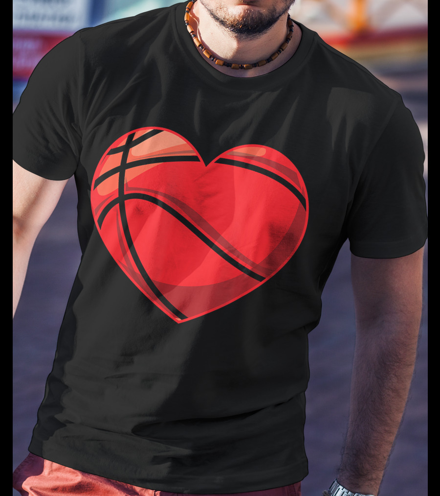Valentines Day Boys Heart-Shaped Basketball T-Shirt