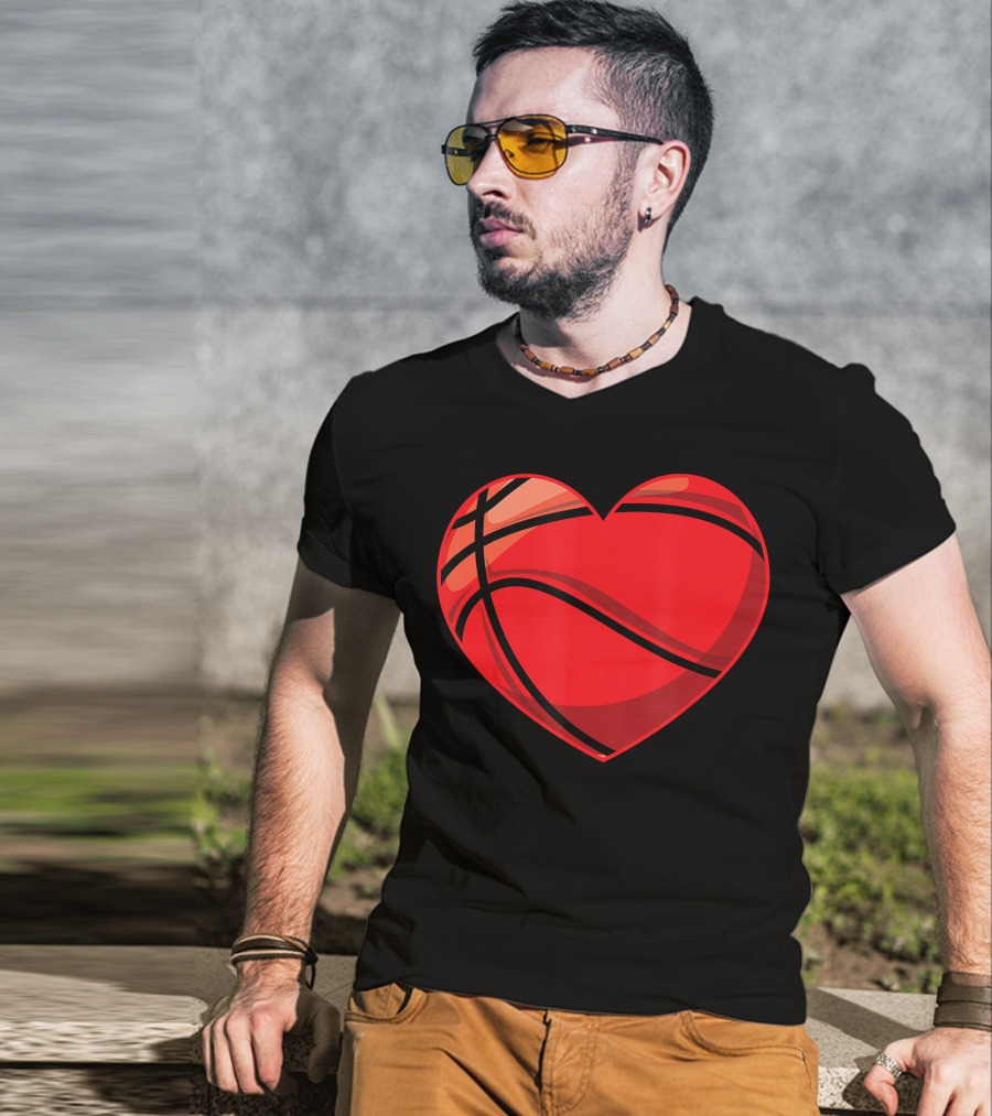 Valentines Day Boys Heart-Shaped Basketball T-Shirt