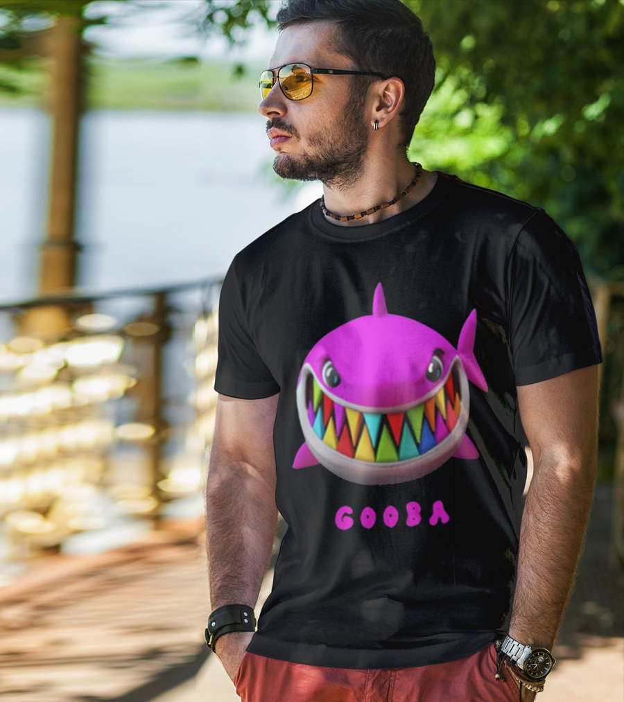 Gooba 69 Merch Pink Shark Colorful Teeth T-Shirt