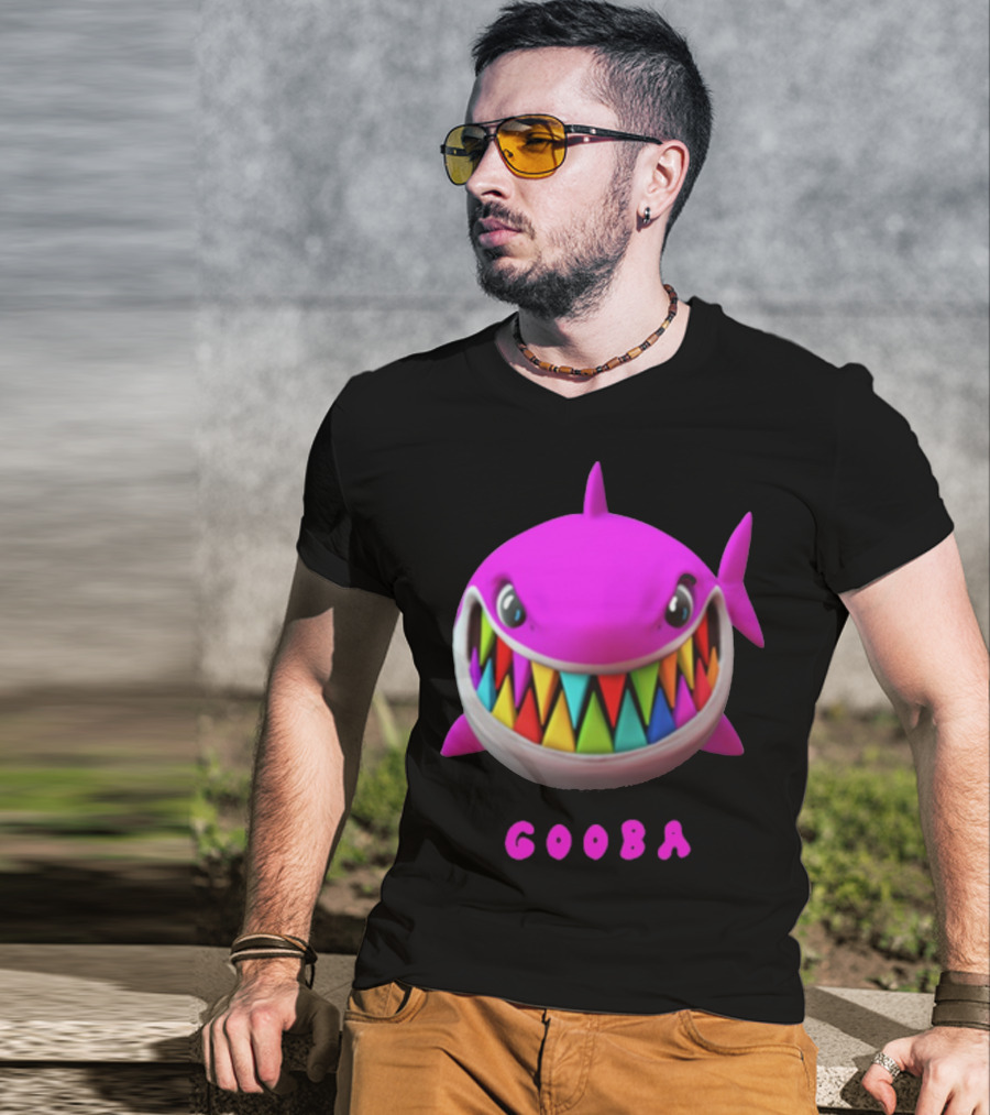 Gooba 69 Merch Pink Shark Colorful Teeth T-Shirt