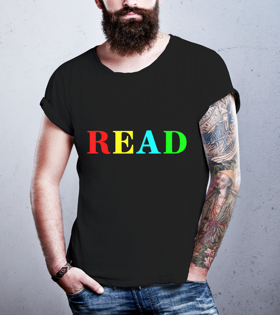 READ In Color Bold Letters Teacher Reading Book T-Shirt